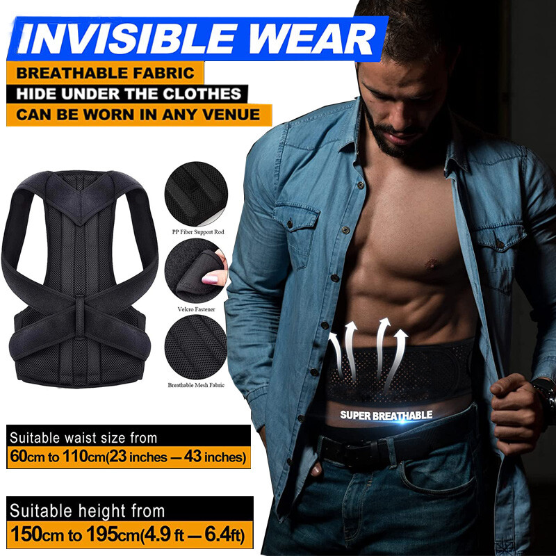 Hunchback Kyphosis Posture Back Support Brace Corrector Thoracic Shoulder Belt
