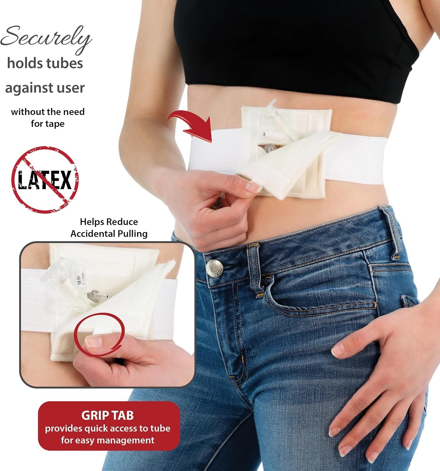 Comfortable G-Tube Holder for PEG & J Tubes – Adjustable, No Latex (SM 30-45 in)
