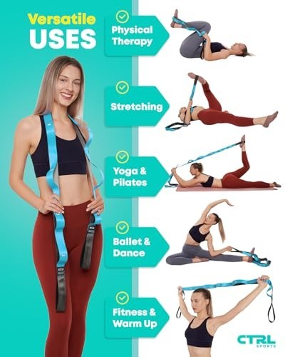 Non-Elastic Stretching Strap with Loops – Yoga & Physical Therapy Band for Flexi