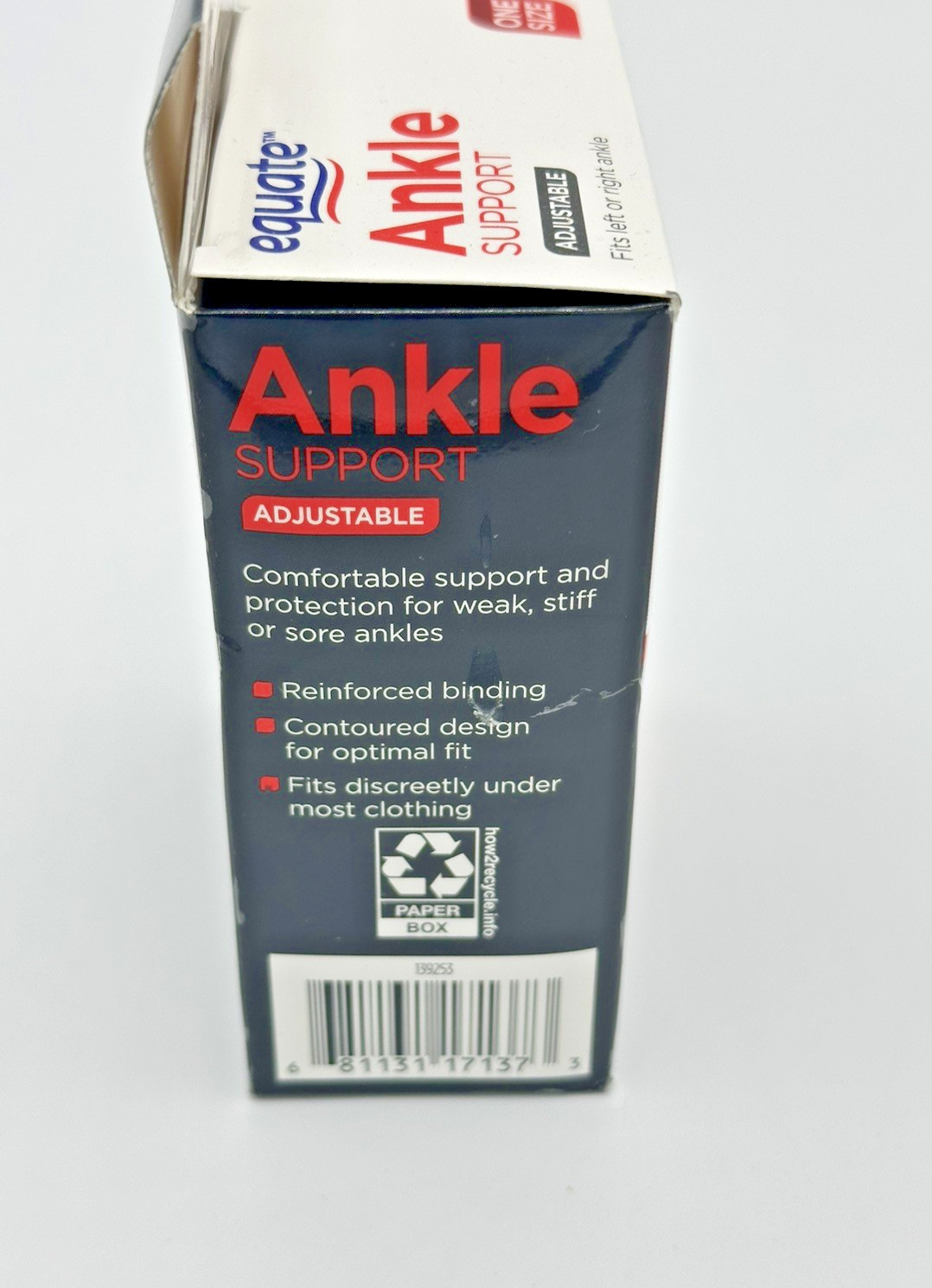 Equate Adjustable Ankle Support – Black – One Size – NEW In Box