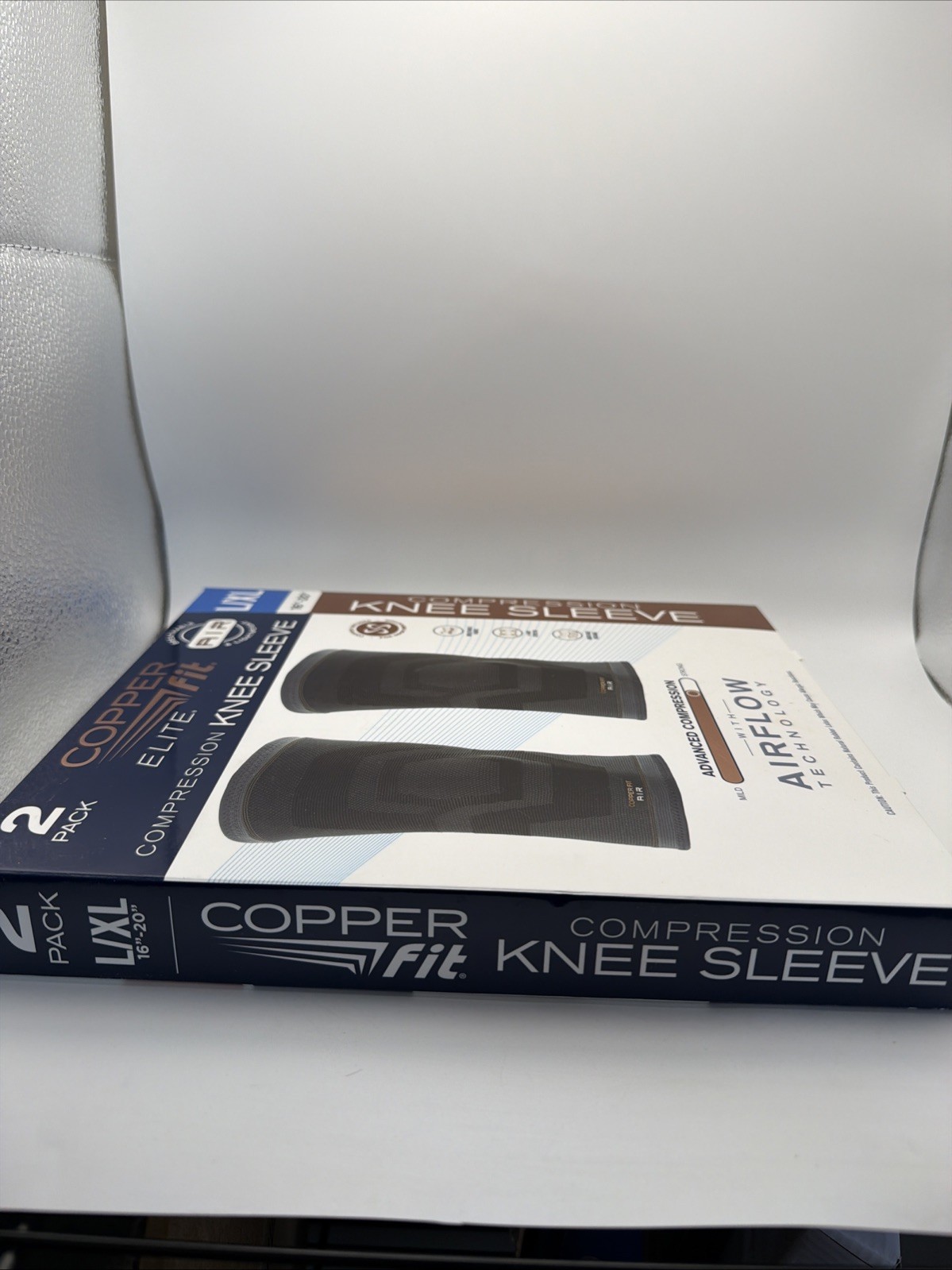 Copper Fit Elite Compression Knee Sleeves L/XL 16-20″ Airflow Technology