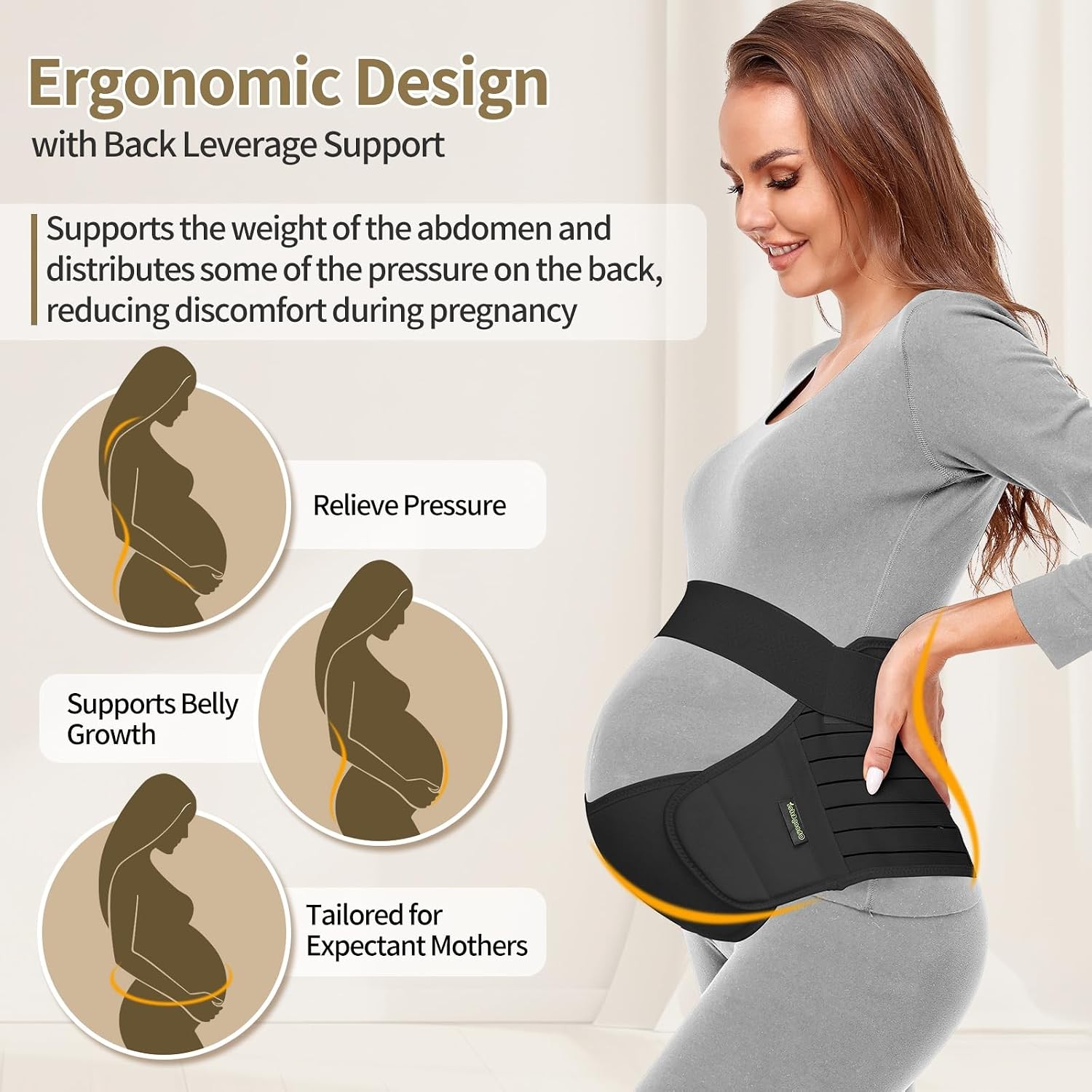 Pregnancy Belly Support Belt Maternity Support Band Black Size L Pregnancy