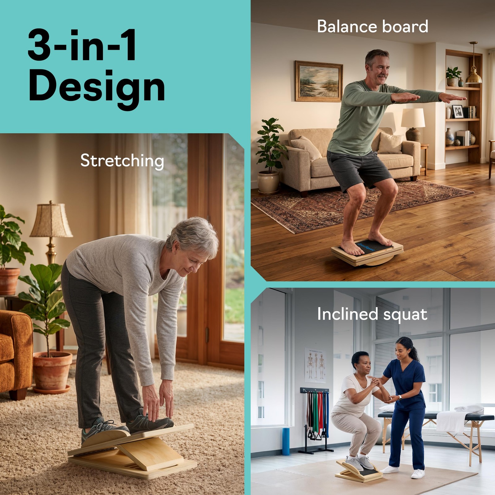 Slant Boards for Exercise – Board with 7 Incline Compact, Natural