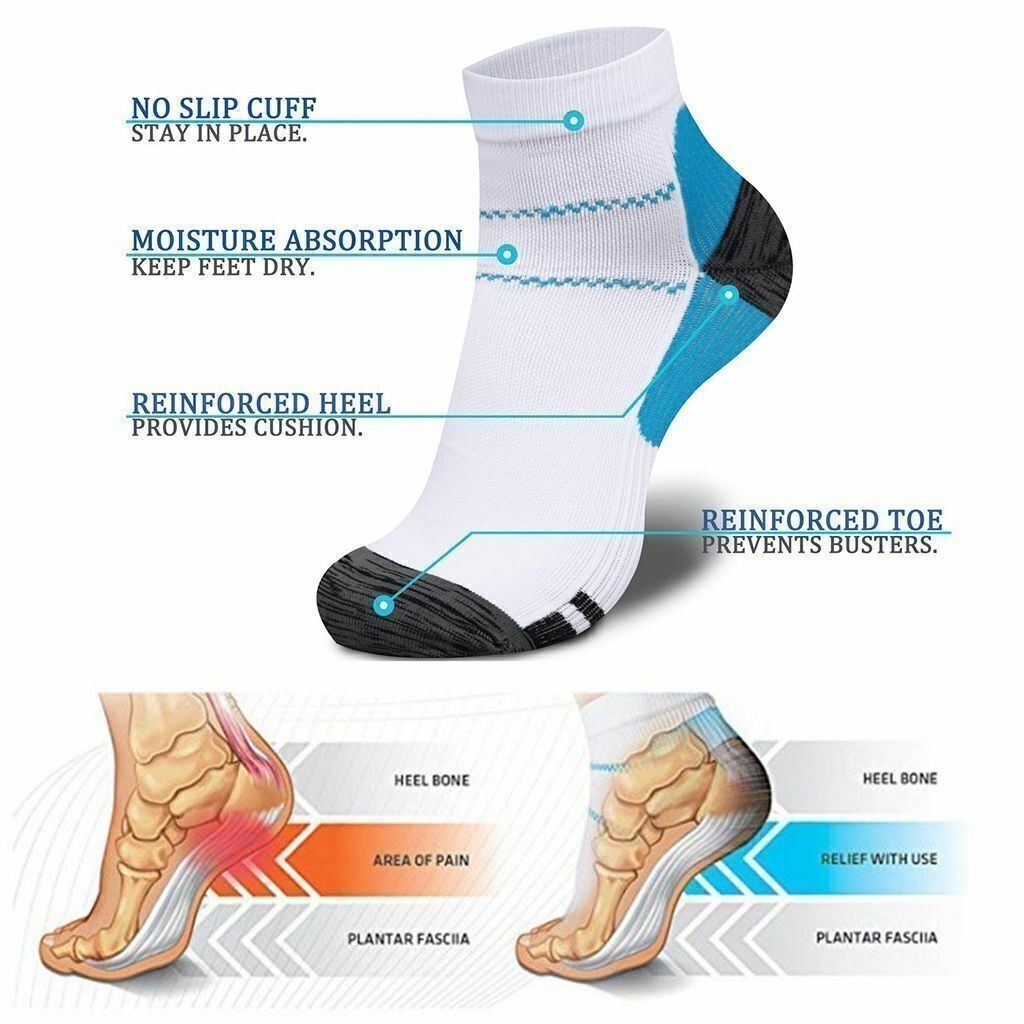 1/3/6 Pairs Compression Socks Plantar Fasciitis Arch Ankle Run Support Men Women
