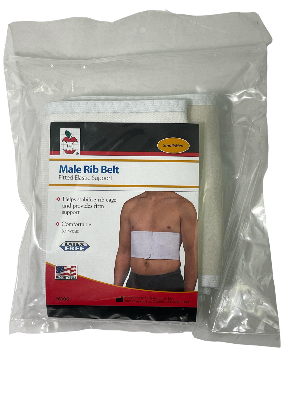 Core Products International Male Rib Belt S/M 24 X 36″ Stabilizes Rib Cage 6106