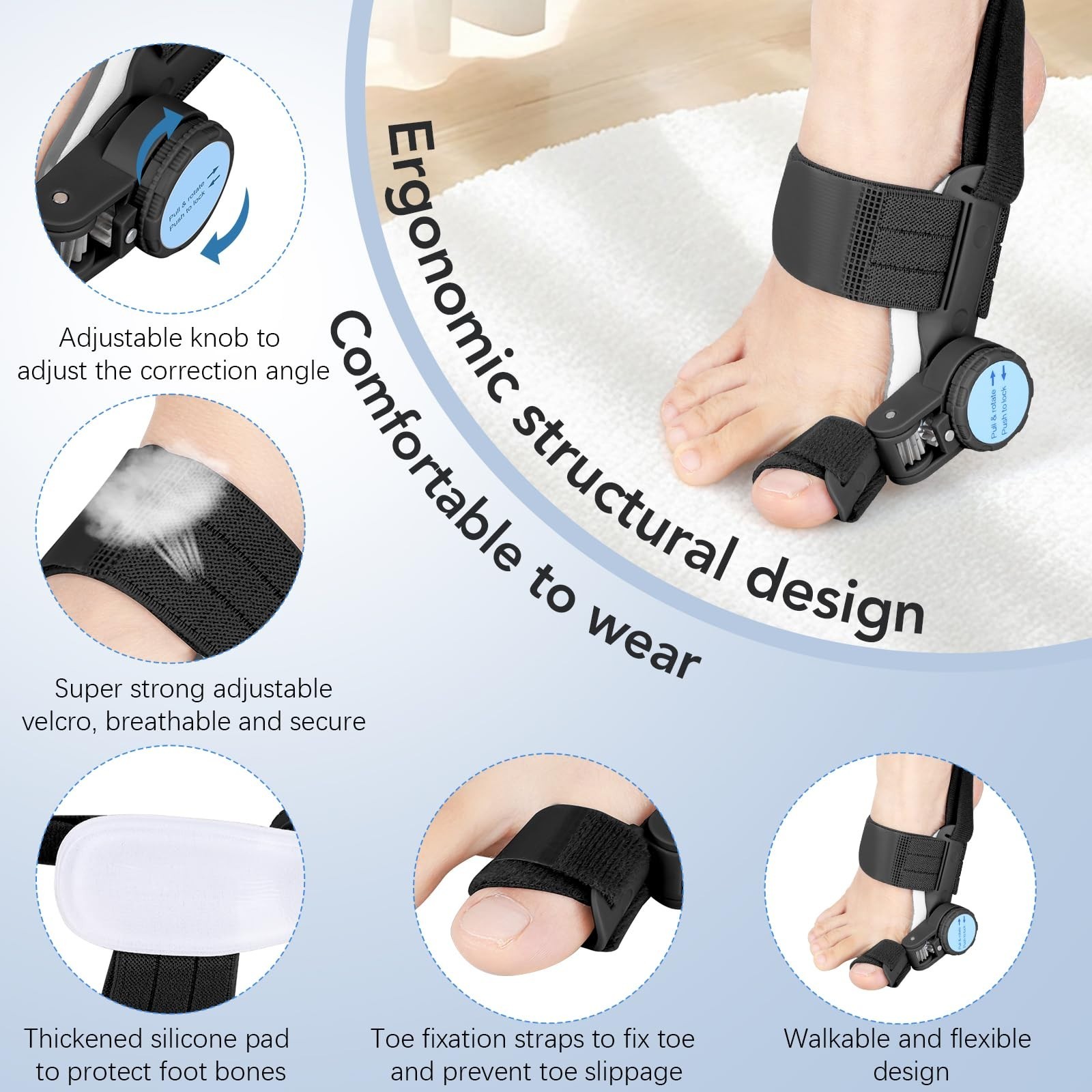 Bunion Fix Toe Valgus Corrector Big Toe Straightener Adjustable for Men & Women