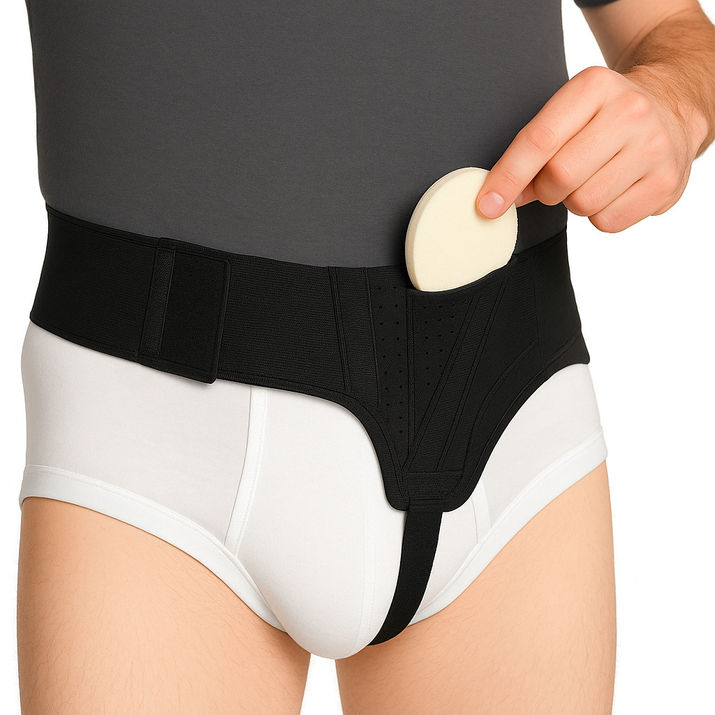 AT Surgical Left Side Inguinal Hernia Truss Support Straps Groin Belt with Band