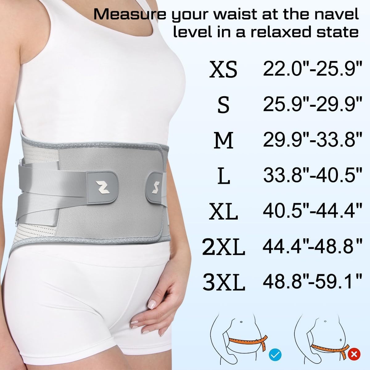 NEENCA Back Brace Pain Relief Bionic Support System UNISEX Gray Size 3XXX
