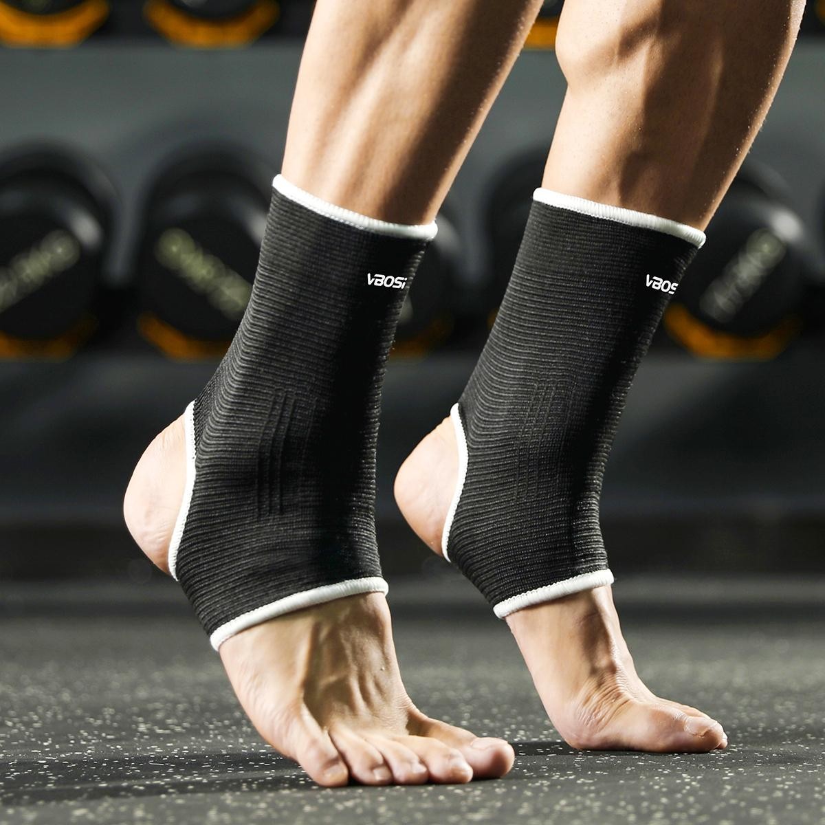 1 Pair One Size Elastic Breathable Ankle Support Sleves for Running Basketball C