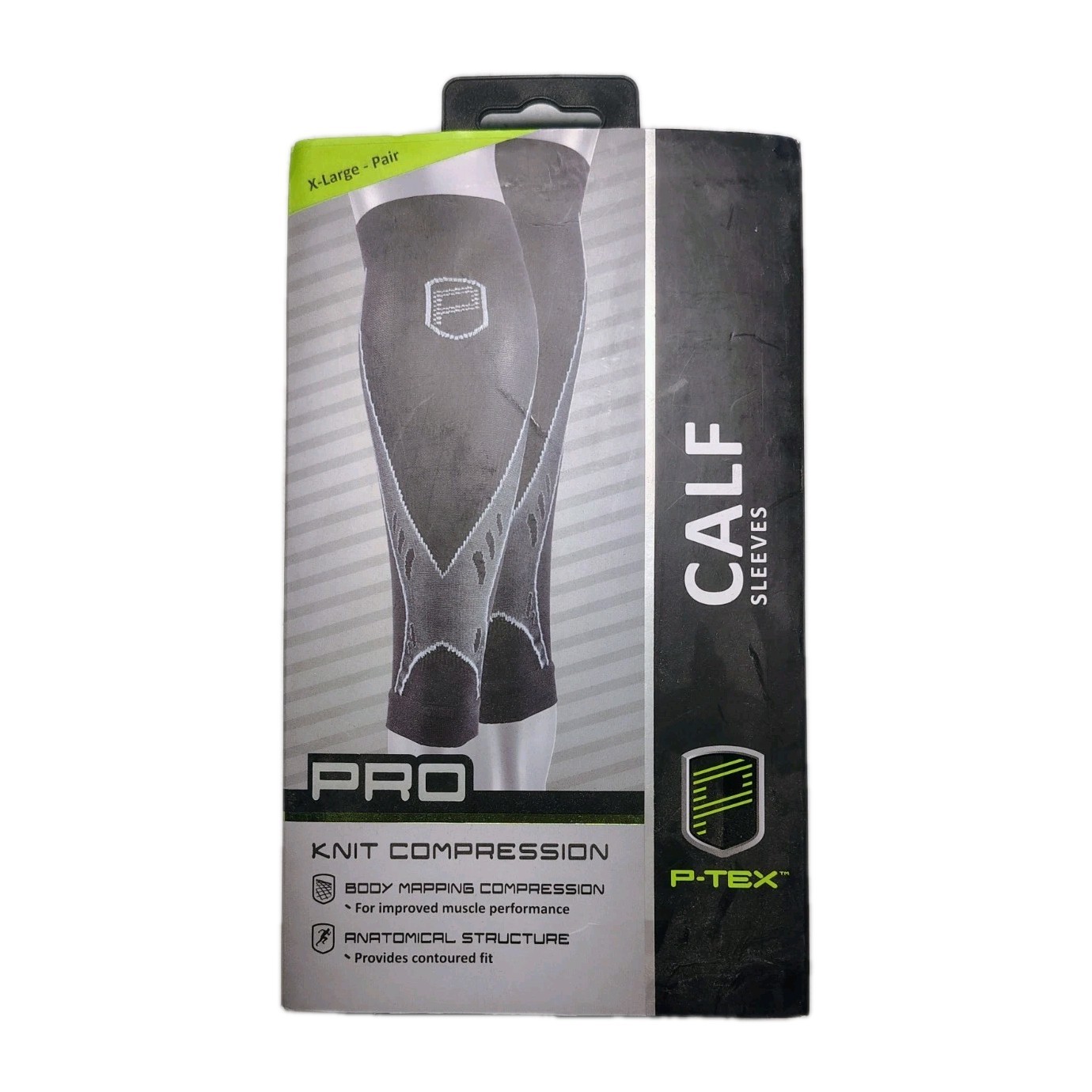 P-TEX Calf Sleeves P-TEXC500 Size XL Pair Black Seamless Knitting Compression