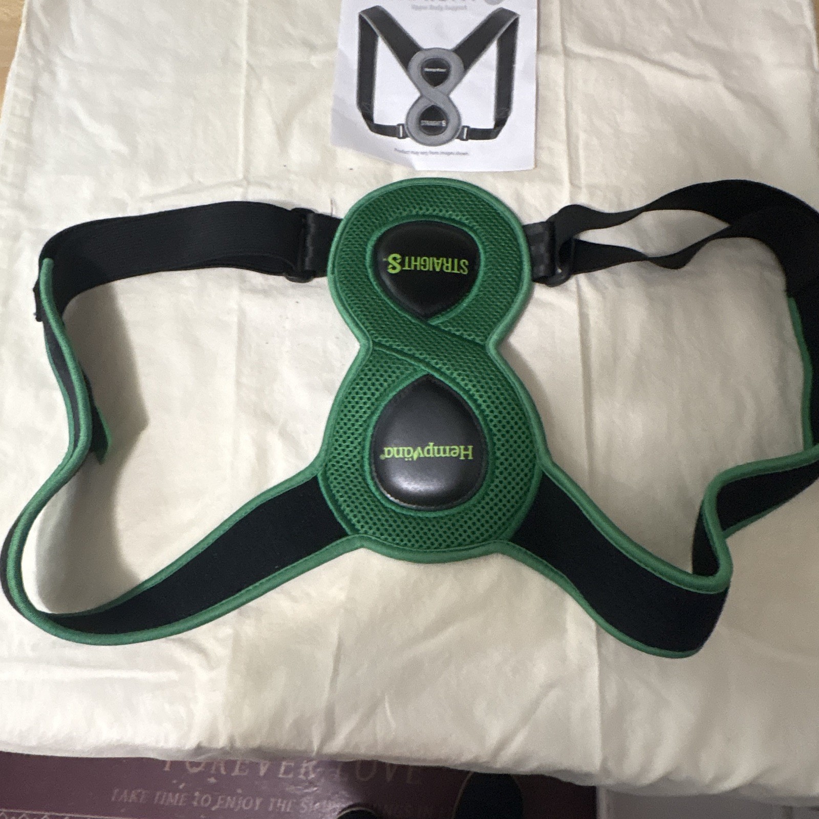 Hempvana Straight8 Adjustable Posture Corrector Back/Shoulder Brace Black/Green