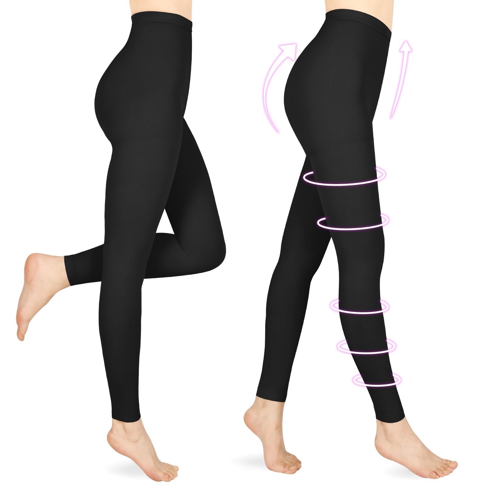 Wegitcs 20-30mmHg Footless Compression Leggings for Women,Waist High Tights |…