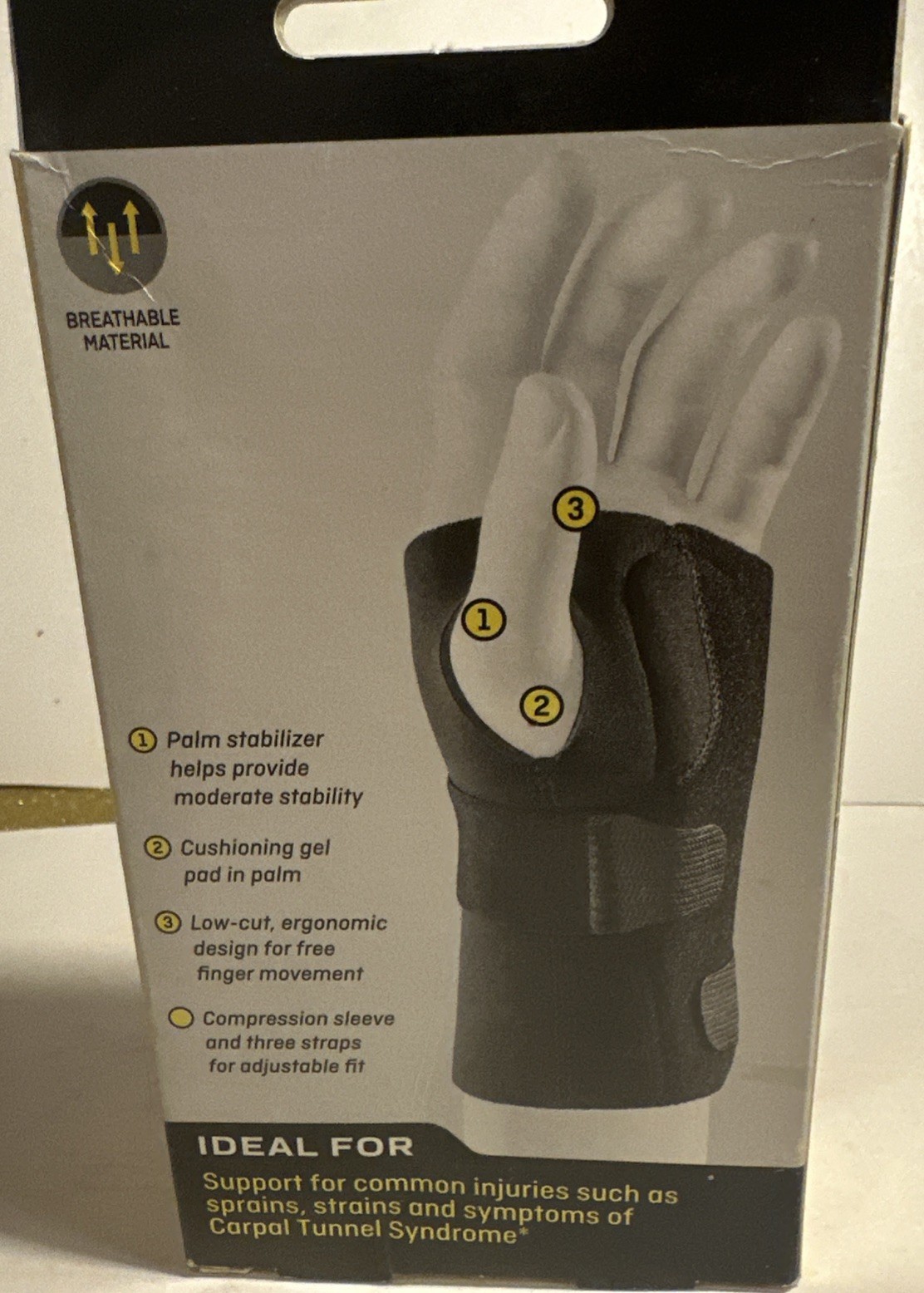 Large X Large Black Orthopedic Wrist Brace Three Straps Adjustable Fit