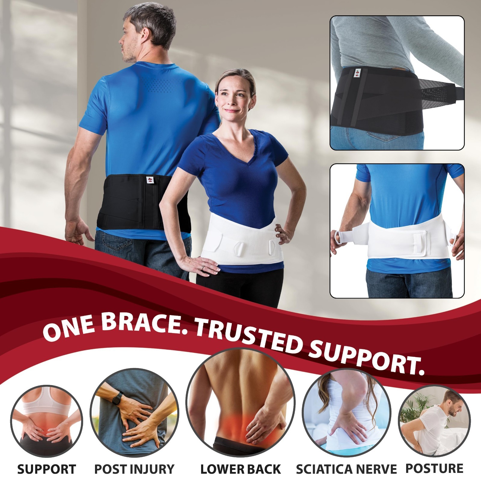 Lower Back Pain Relief Brace – Lumbar Support Belt, Custom Compression & Posture