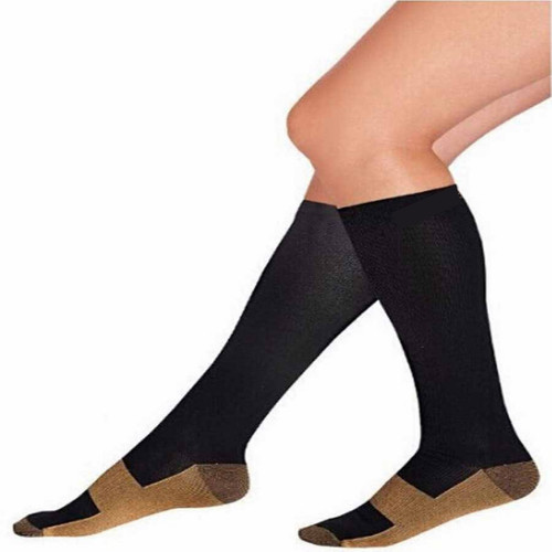 Copper Compression Socks Varicose Vein Pain Leg Ankle Blood Circulation Muscle