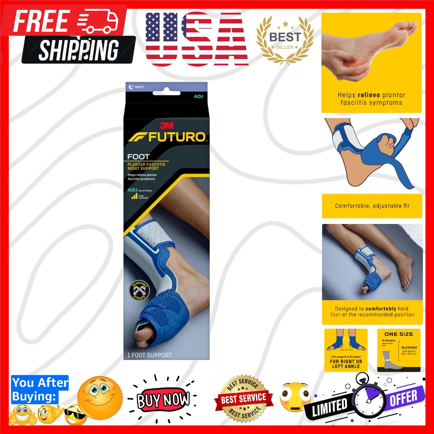 Plantar Fasciitis Night Support, Adjustable