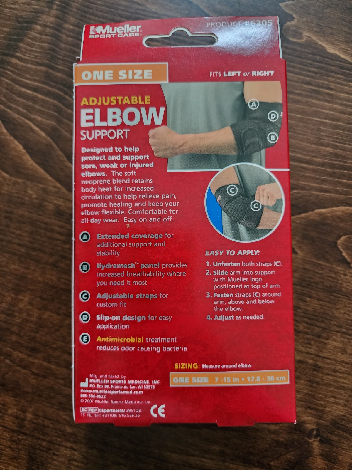 Mueller Sport Care Adjustable Elbow Support One Size 6305 Black Moderate NEW