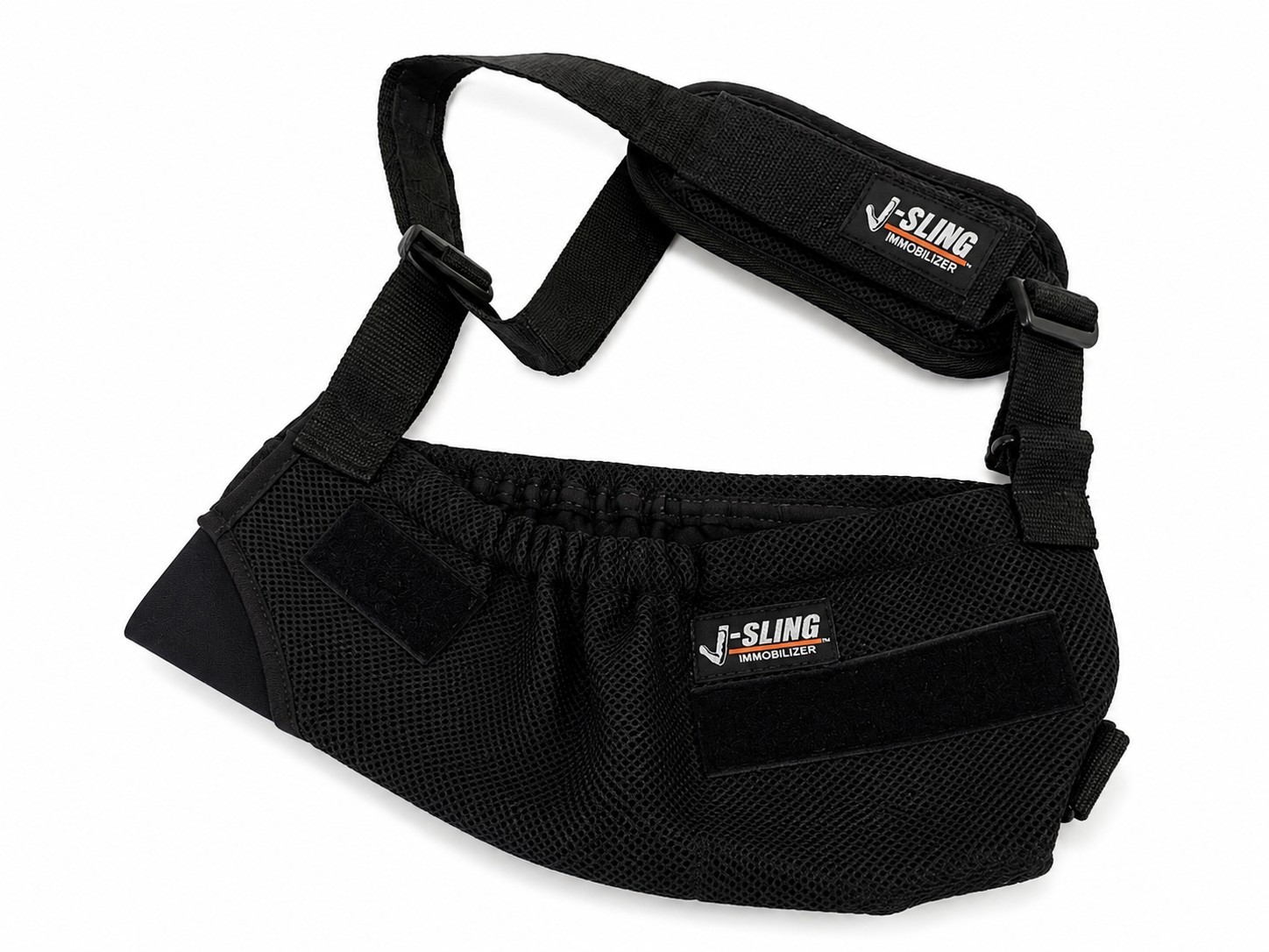 J-Sling Arm Sling Immobilizer Shoulder Support Adjustable Padded Black NEW