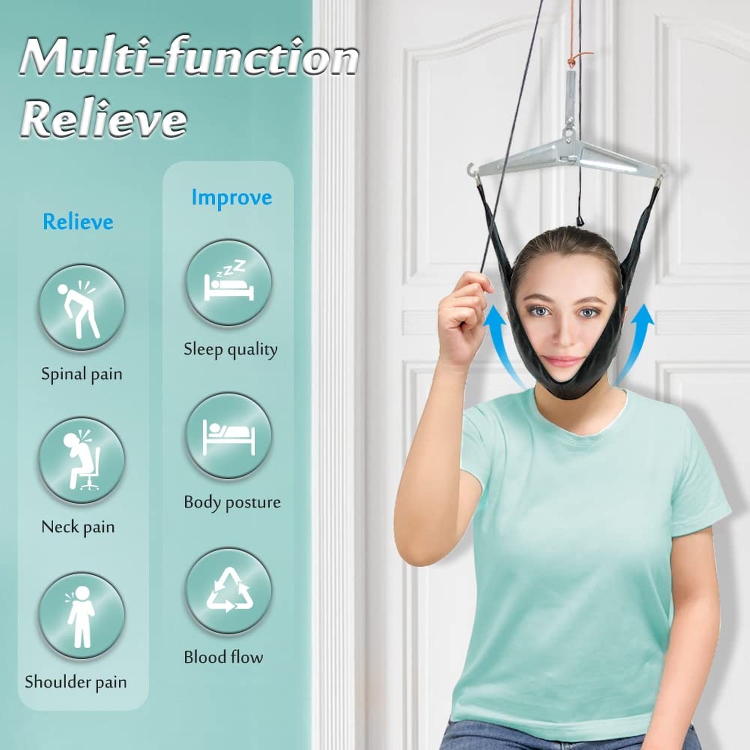 Over Door Neck Traction Device Cervical Pain Relief Neck Stretcher Decompress…