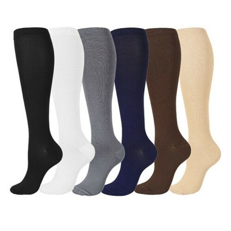 (3 Pairs) Copper Compression Socks Mens Womens 30-40mmHg Graduated Support S-XL
