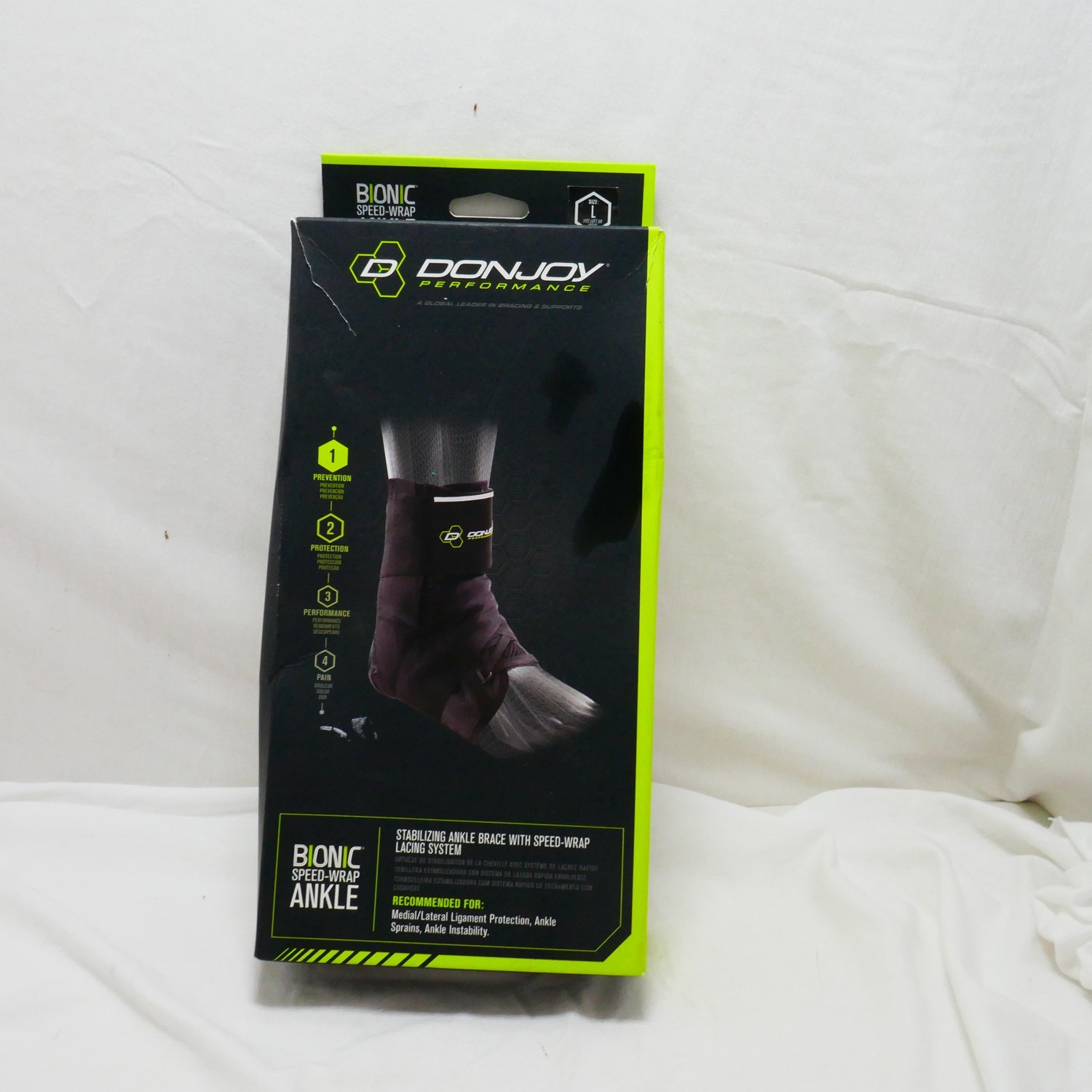 DonJoy bionic speed wrap Sleeve Brace Ankle Large Black ankle support wrap