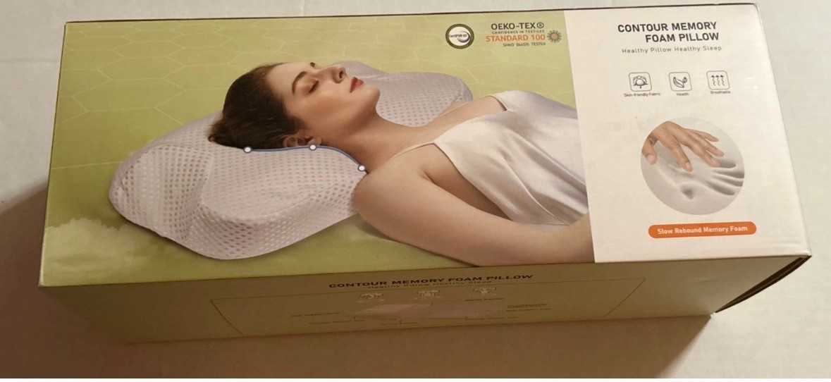 Contour Memory Foam Pillow OEKO-TEX Cervical Spine Health 26.3″15.5″3.7″ Queen