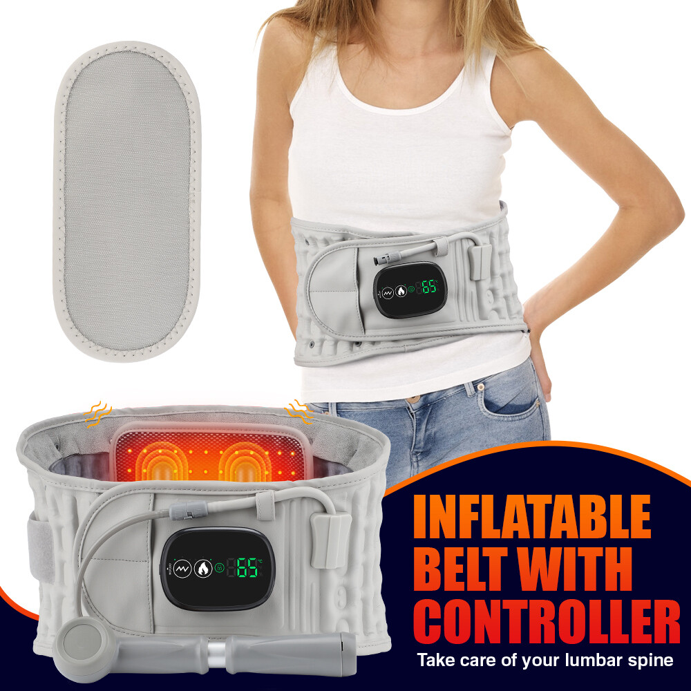 Inflatable Decompression Vibration Massage Back Belt Red Light Heating Therapy