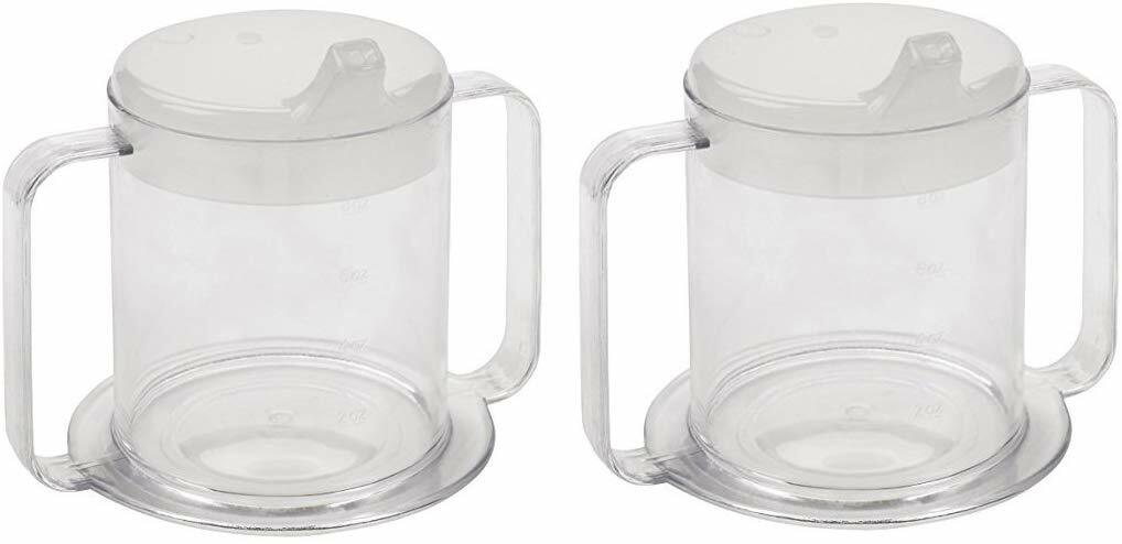 Independence 2-Handle Plastic Mug with 2 Style Lids, Lightweight Drinking Cup wi