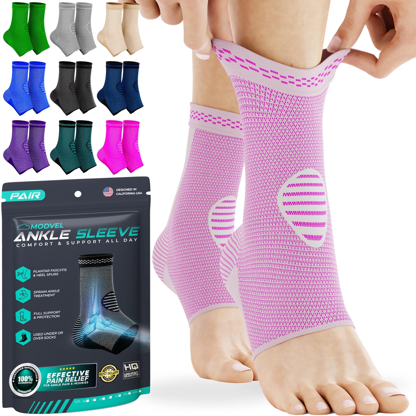 2 Pack Ankle Brace Compression Sleeve | Injury Recovery, Joint Pain and More …