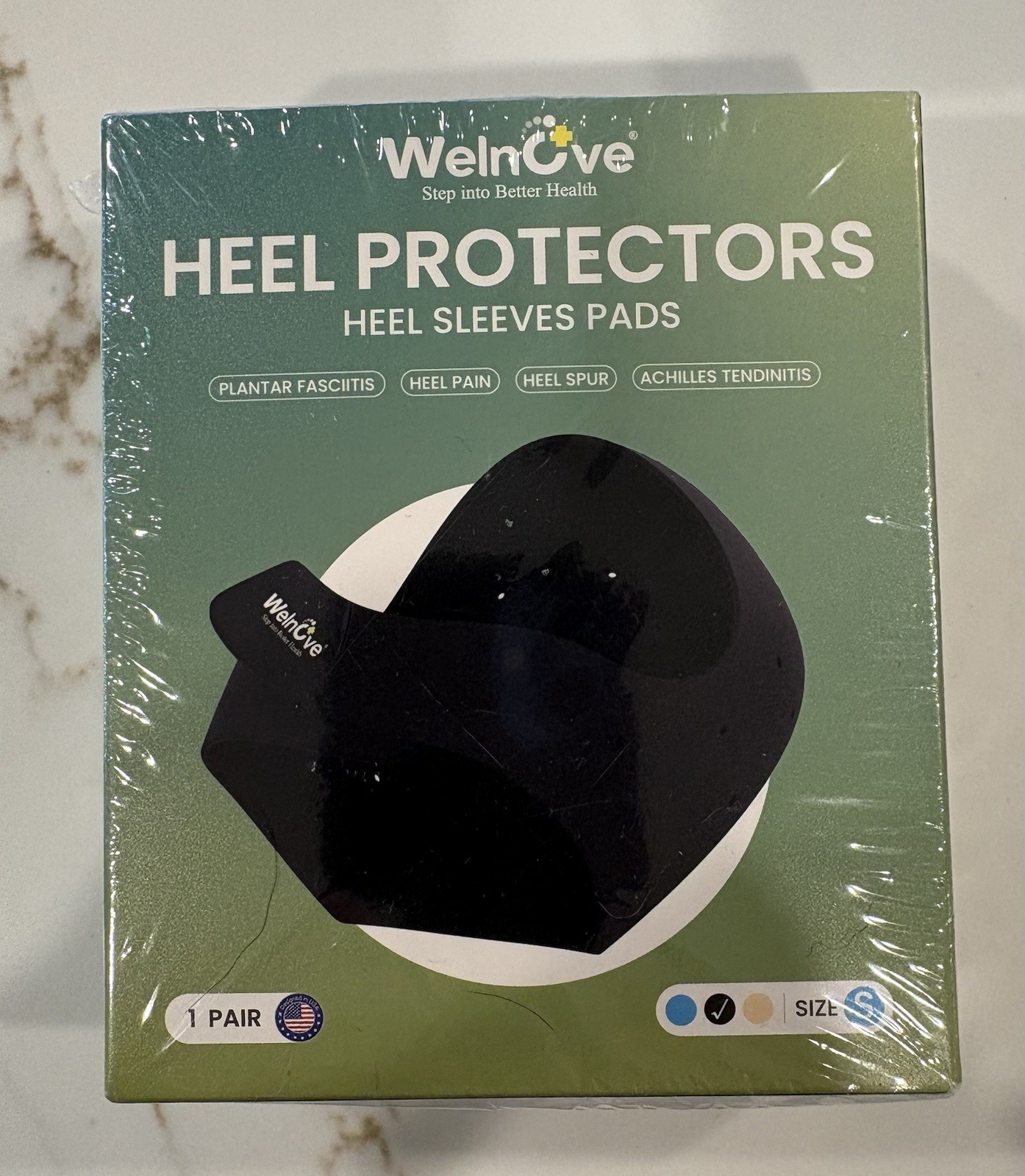 Welnove Gel Breathable Heel Protectors Sleeves Pads S Black Plantar Fasciitis