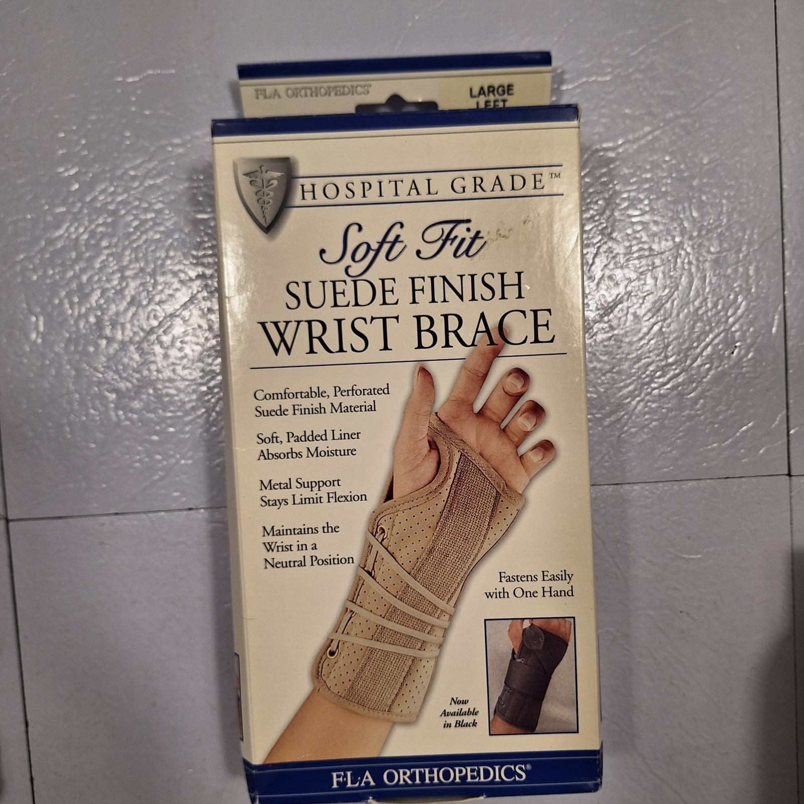 FLA Soft Fit Suede Finish Wrist Brace Beige Left Hand Size L New In Box