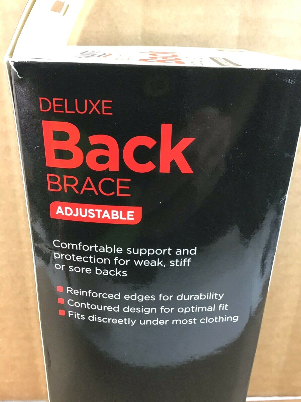 Equate DELUXE ADJUSTABLE BACK BRACE NEW ONE SIZE UNISEX BLACK COLOR – D19