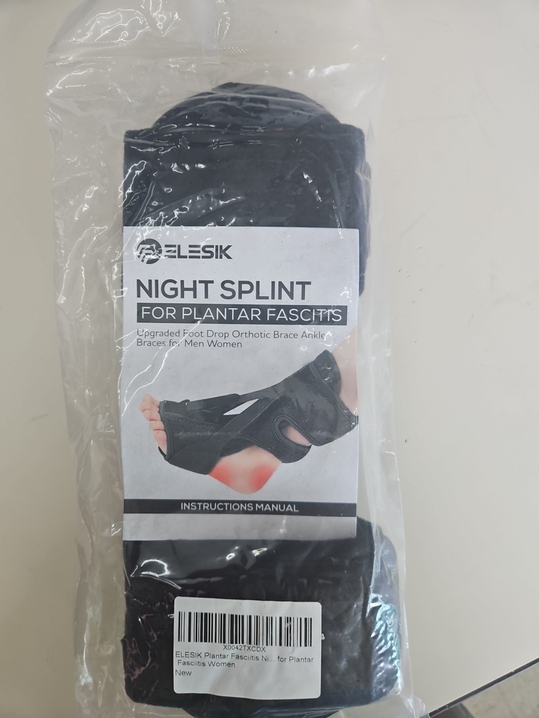 Elesik Night Splint For Plantar Fasciitis Men Women Foot Pain Ankle Brace