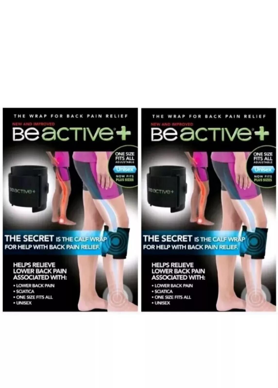 (2 Packs) BeActive+ -Instant Relief Acupressure Calf Brace-Sciatica & Back Pain