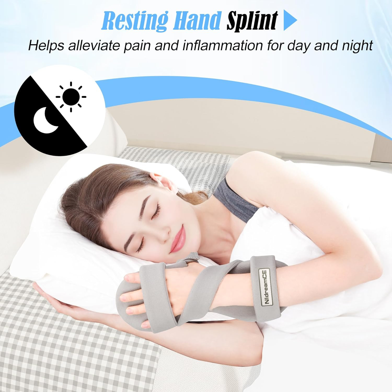 Resting Hand Splints for Straightening Fingers,Carpal Tunnel Wrist Brace Night I