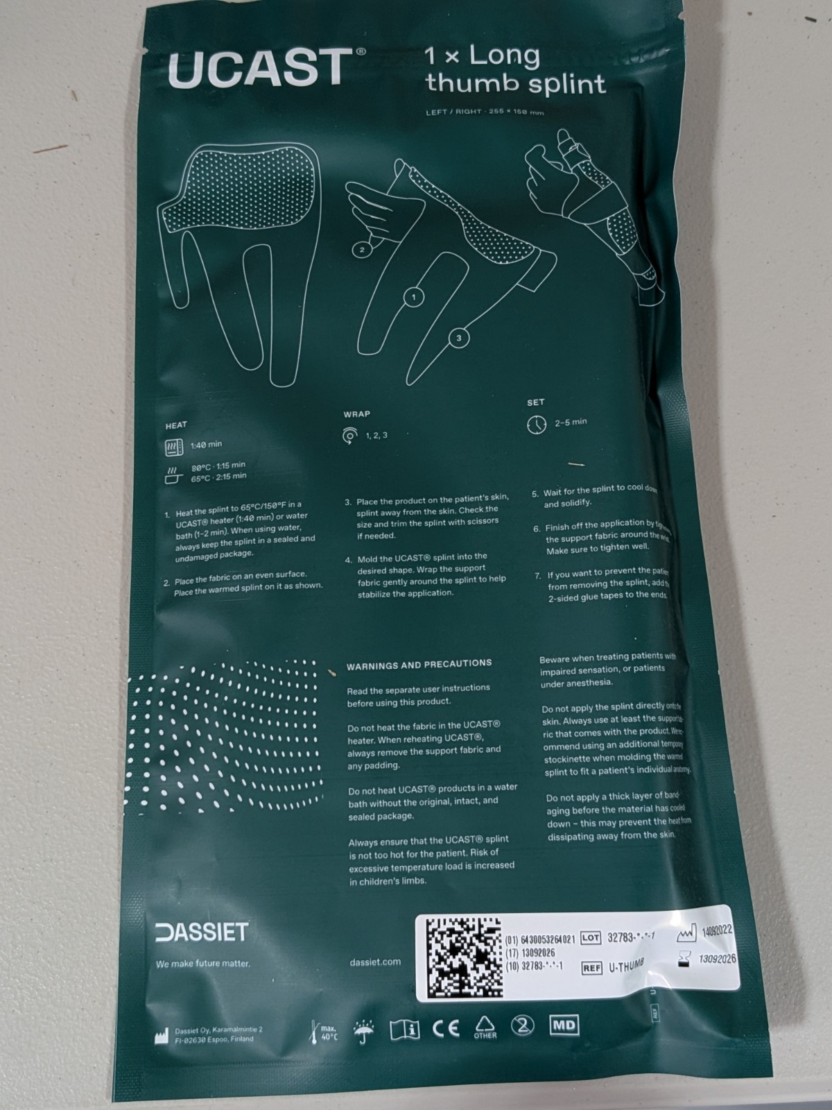 Dassiet Ucast U-Thumb Long Thumb Splint Finland