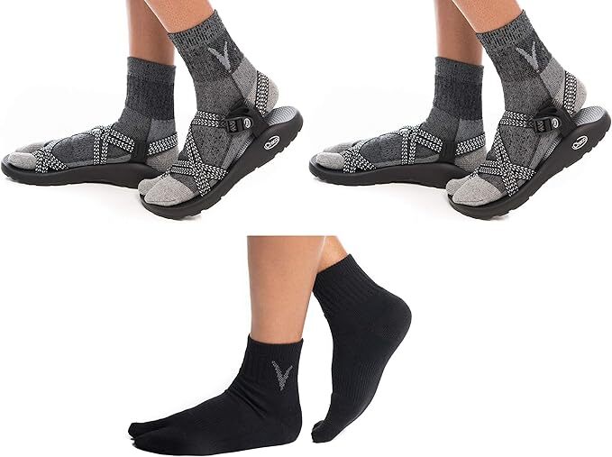 3 Pairs V-Toe Wool Flip-Flop Big Toe Tabi Socks Shoe Size: Men 8.5-10.5 Women