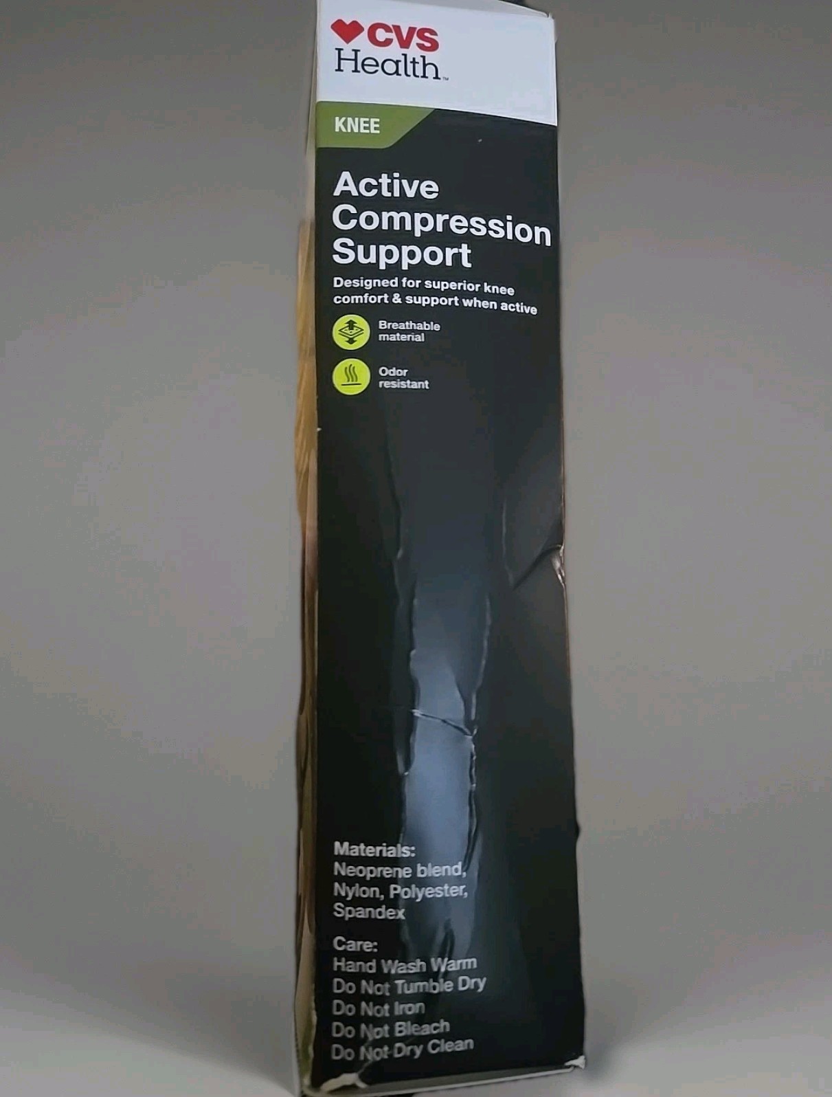 CVS Health Compression Knee Support Brace for Pain Relief – Large. Box is worn.
