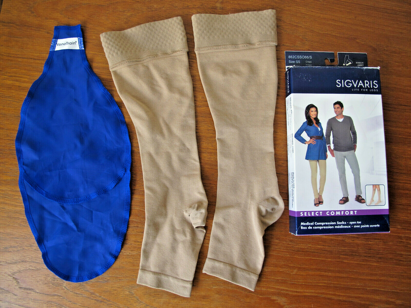 New in Box Sigvaris Life For Legs Medical Compression Socks (Open Toe) Knee Hi S