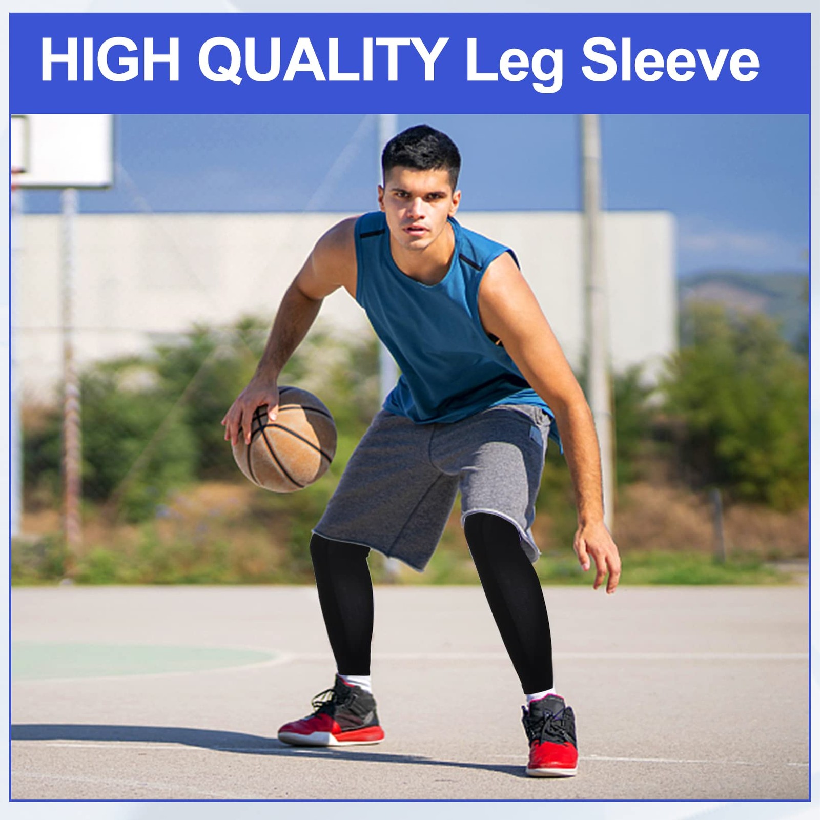 2 Pairs Compression Leg Sleeves Full Leg Compression Sleeve UV Protection Arm…