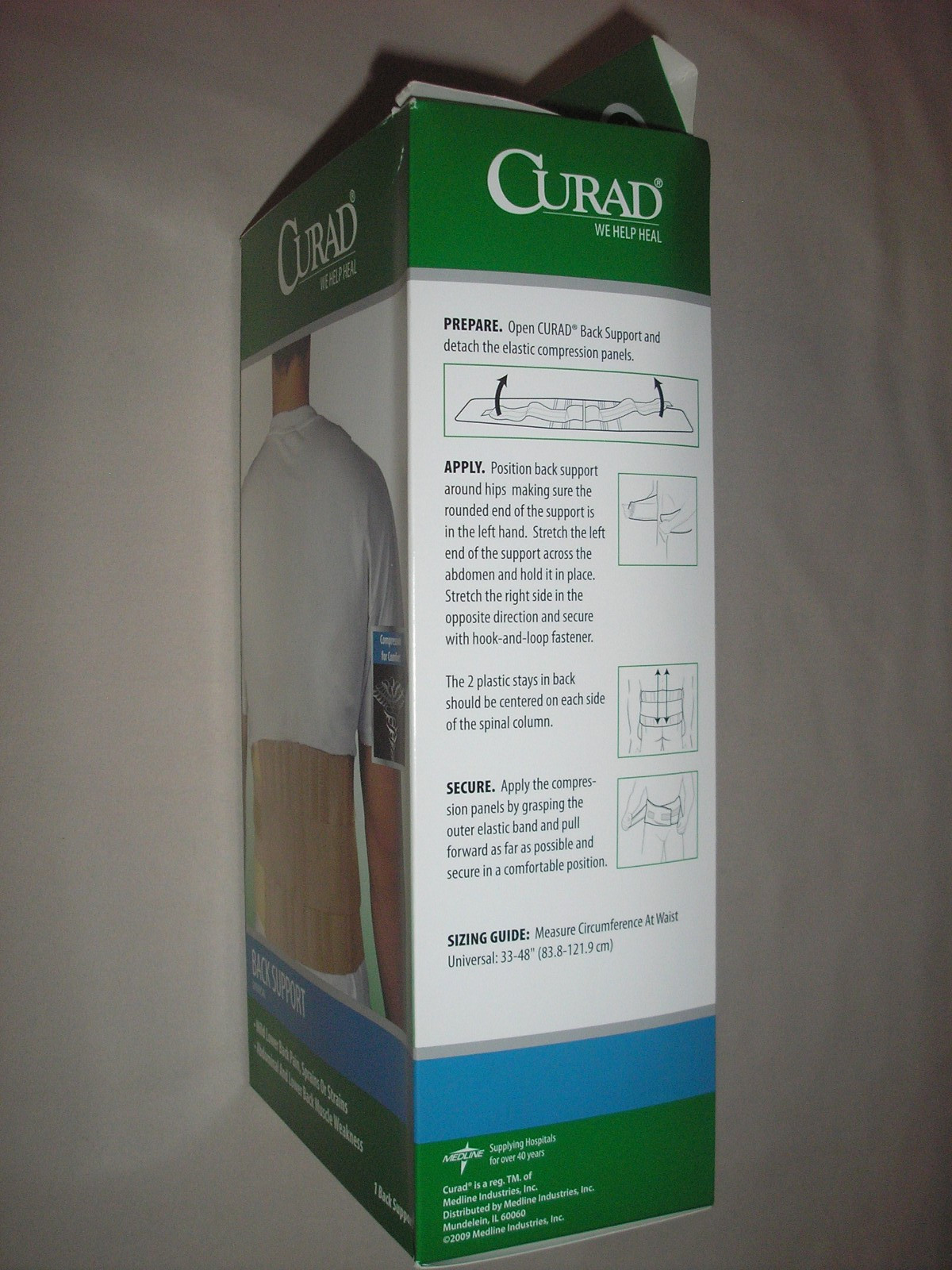 NEW! CURAD UNIVERSAL COMPRESSION FOR COMFORT BACK SUPPORT BELT 33″ – 48″ Waist