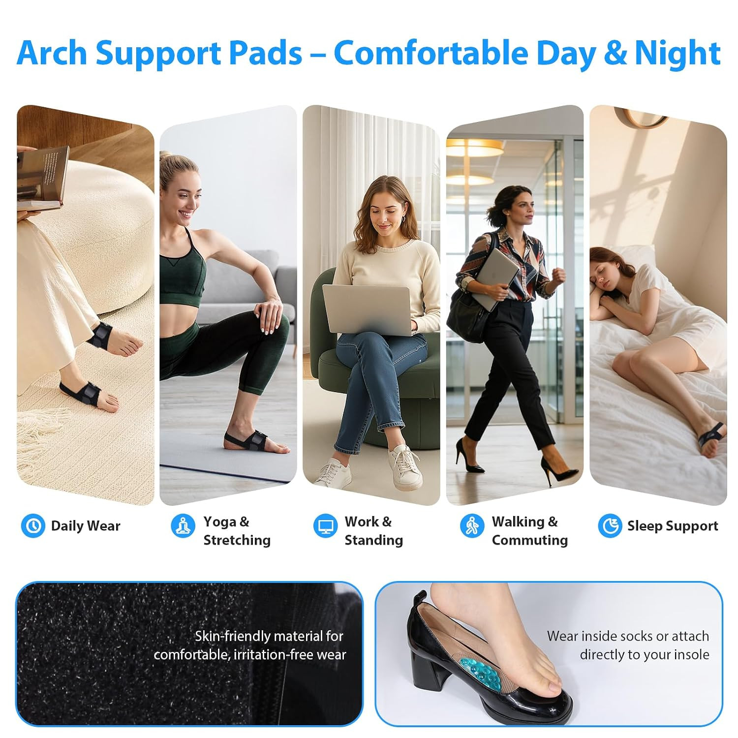 Arch Support Braces (10PCS) for Plantar Fasciitis Relief, Adjustable Compression