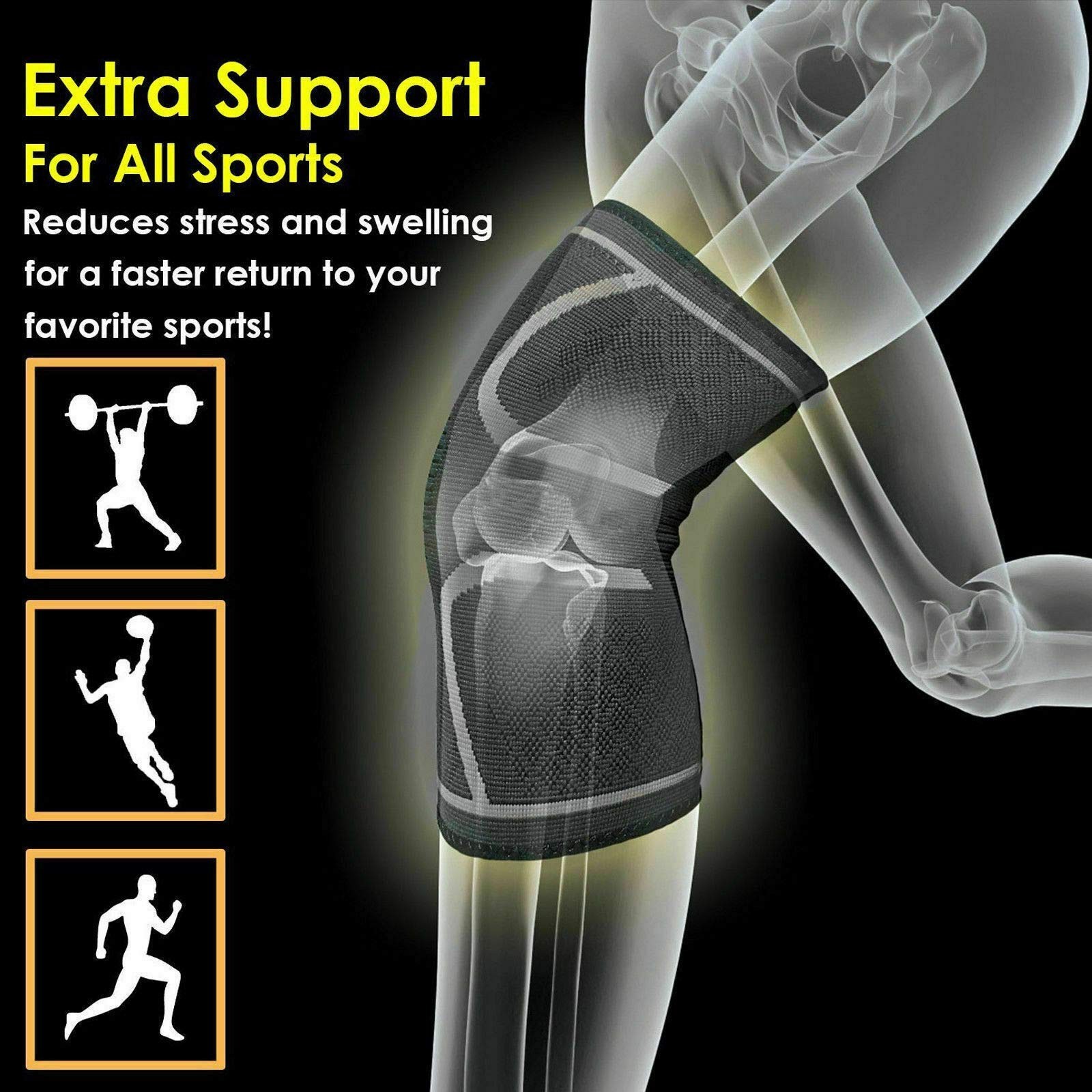 2x Knee Support Compression Sleeve Brace Patella Arthritis Pain Relief Gym