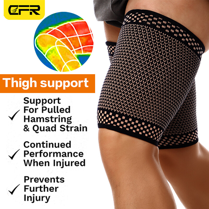 Copper Compression Thigh Hamstring Support Sleeve Brace Sport Upper Leg Pain US