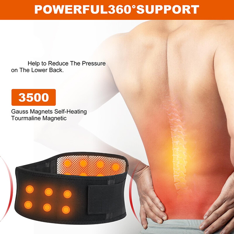 Self Heating Magnetic Hot Back Support Lumbar Lower Back Brace Belt Pain Relief