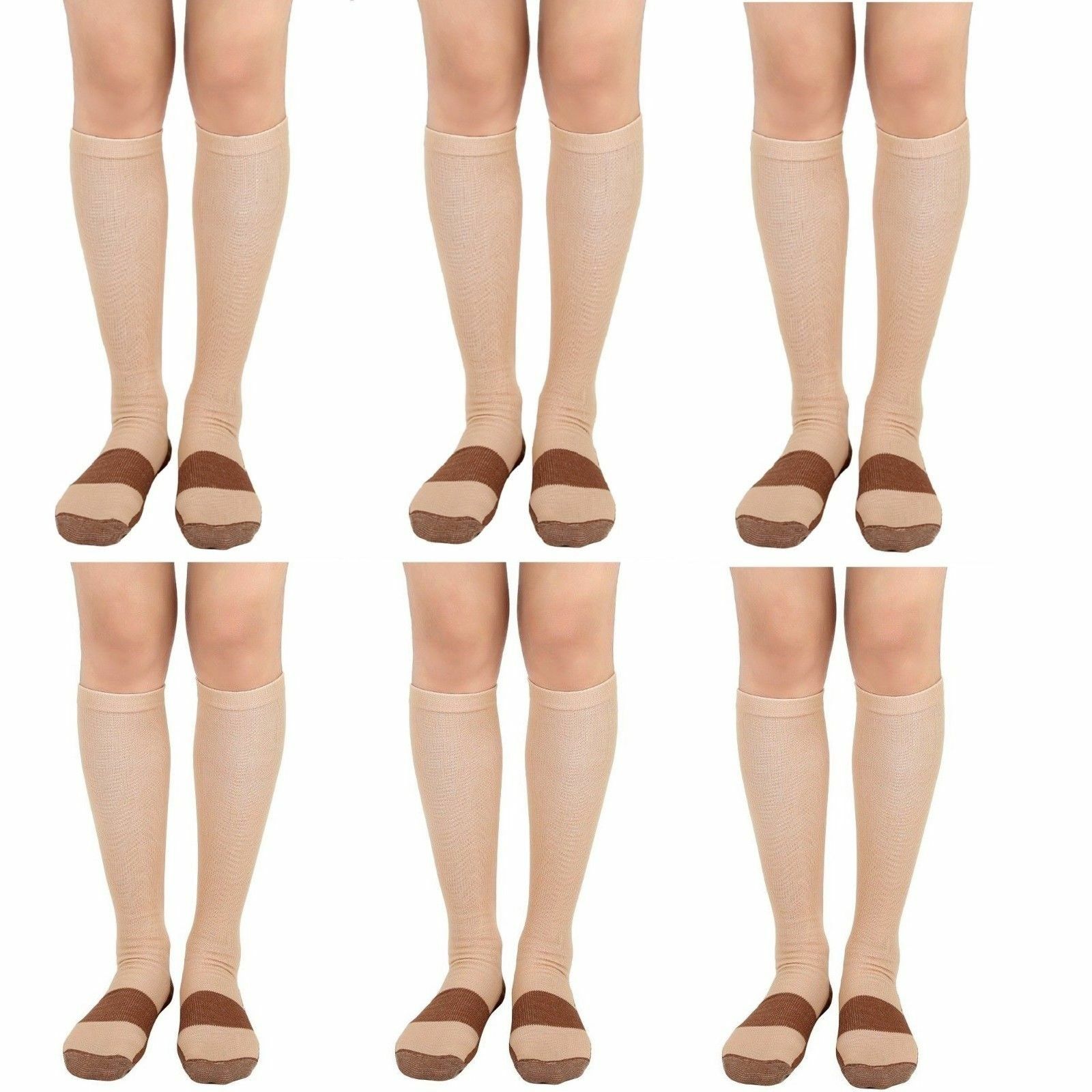 6Pairs Copper Compression Socks Pain Relief Leg Foot Support Stocking Men&Women