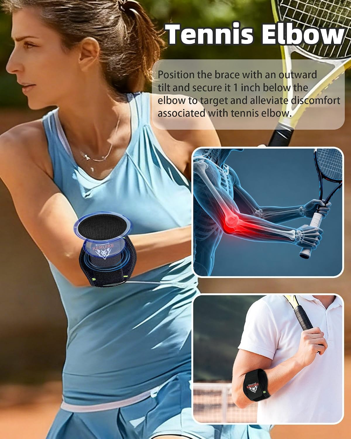 Tennis Elbow Brace for Tendonitis Adjustable Tennis Elbow Strap Golfers Elbow