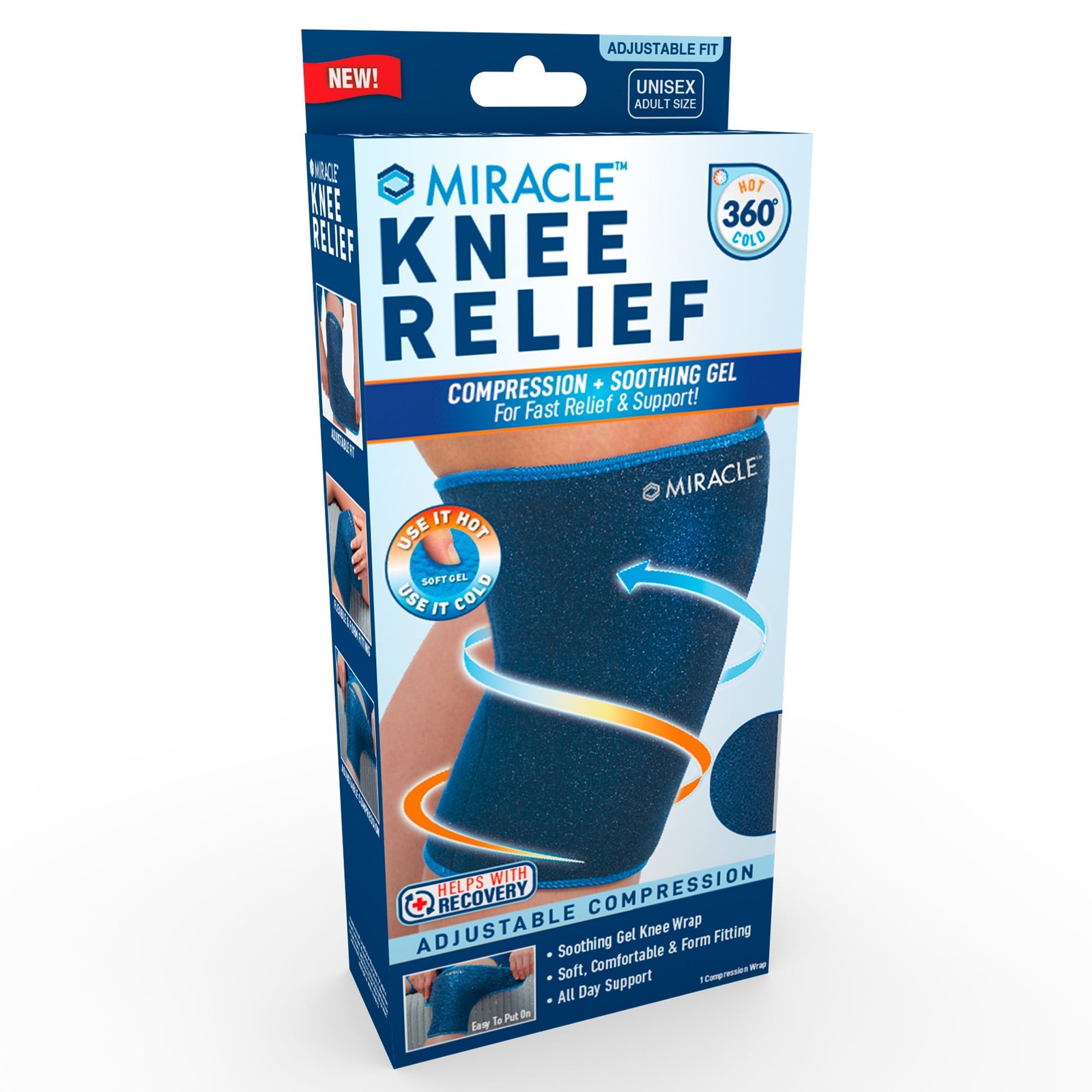 Knee Relief Gel-Infused Compression Wrap, 360-Degree Knee Support for Men &Women