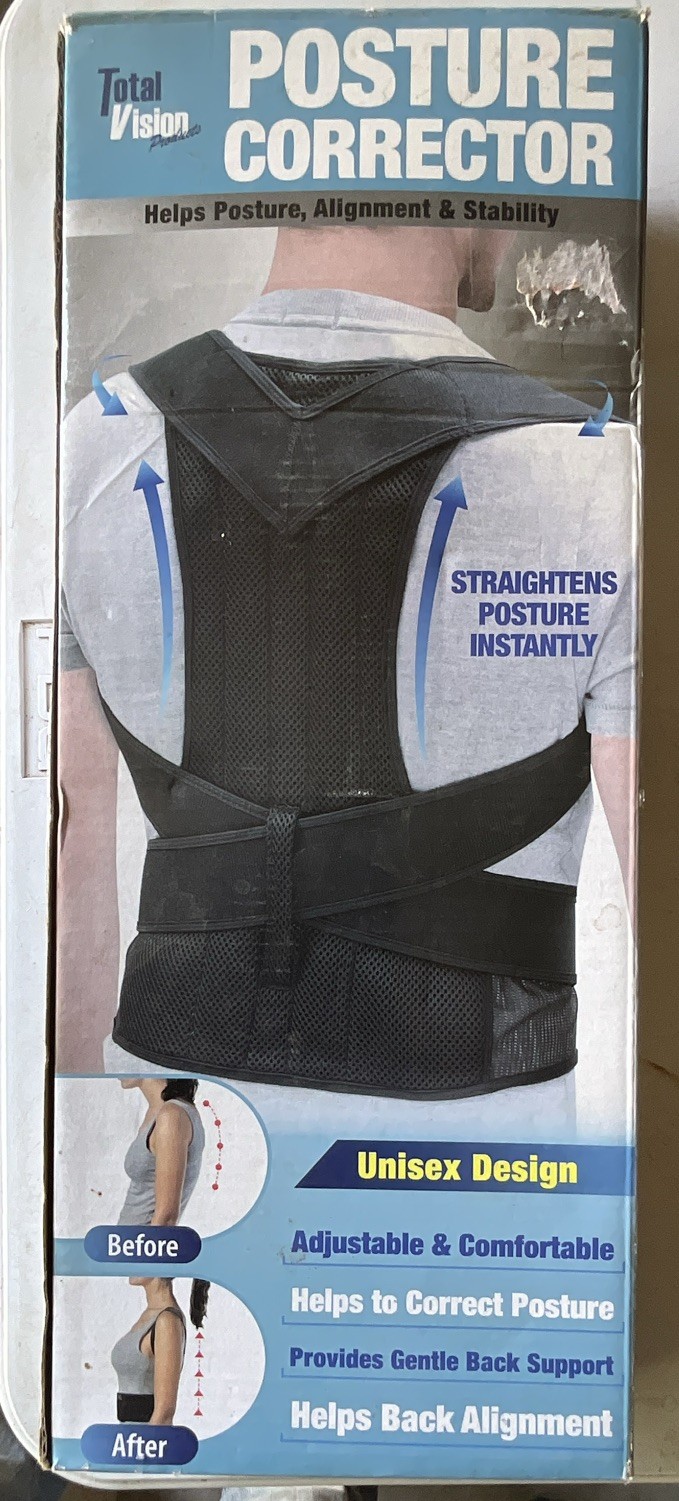 Total Vision Adjustable Posture Corrector Back & Shoulder Support XL Black
