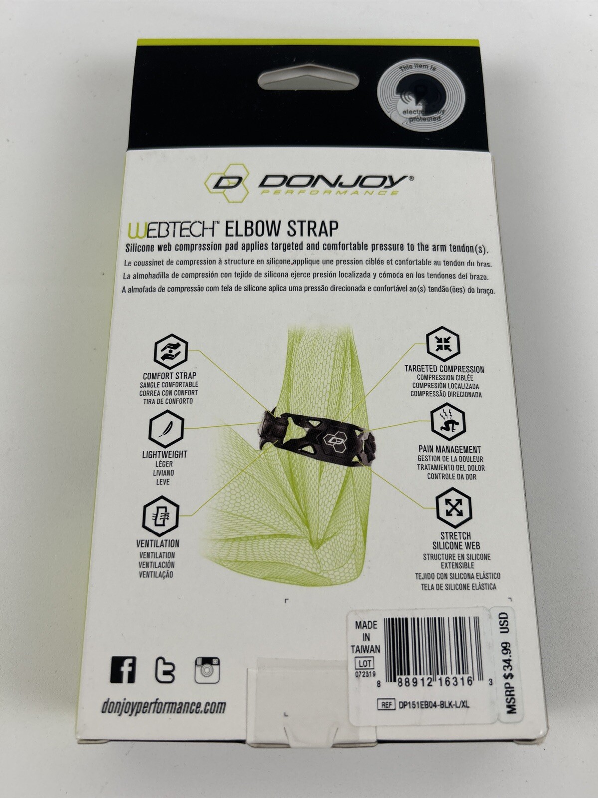DonJoy Webtech Elbow Strap L/XL Tennis Golf Elbow Brace Compression New